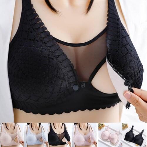 2 Pcs Maternity NUrsing Bra Pregnant Women Open Buckle Breastfeeding Bras Circumference No Steel Ring Lace Cotton Underwear