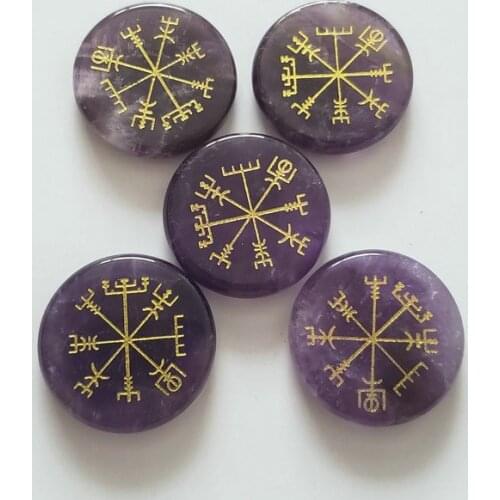 2020 5pcs fashion natural Stone Symbol Vegvisir Viking Compass Rune Guardian Reiki Healing Crystals Divination Stones