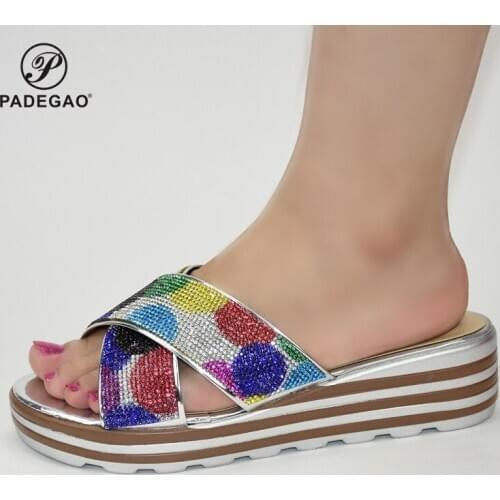 2020 PU High Heel Slides Summer Fashion Square head Slip On Outside Slippers Women Mules Dress Pumps Size 37-42