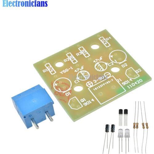 5MM Light LED Blue Simple Flash Circuit DIY Kit Module Transistor 30K Resistance 22UF Electrolytic Capacitors Dupont Cable Board