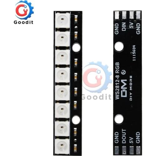 5Pcs/Lot LED PCB Board WS2812 RGB 5050 8 Bits 1x8 Pixel Panel Matrix Screen WS2812 IC Led Module 800Kbps