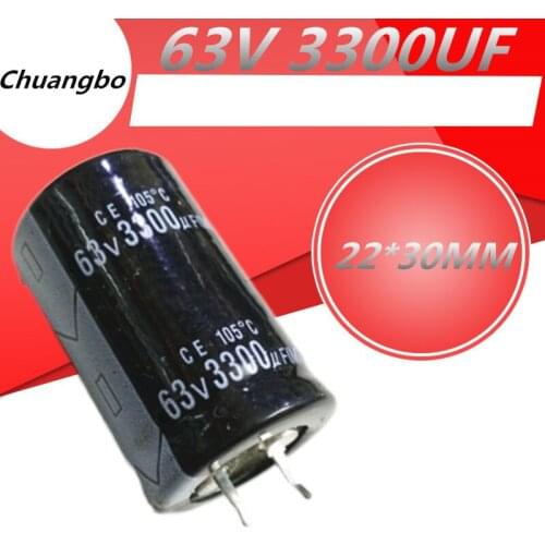 2-10pcs Higt quality 63V 3300UF 22*30MM aluminum electrolytic capacitor 63V 3300UF 22*30MM