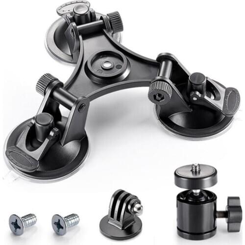 Car Windshield Triple Vacuum Suction Cup Fat Gecko Mount Hero Yi 7/6/5/4/3/3+2/1/4 i For GoPro SJ7000 Sjcam SJ5000 SJ4000 F6X2