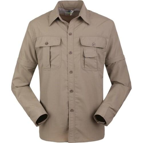 Free shipping! - Mens fishing quick dry shirt outdoor camping shirt with sleeves can be removed