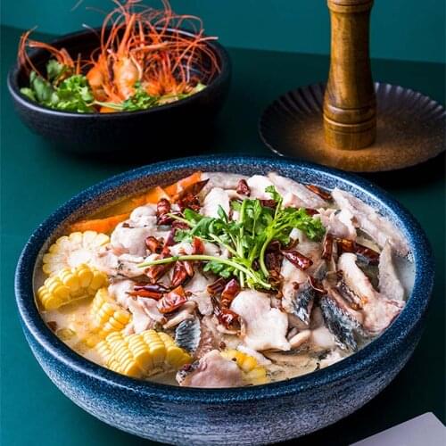 Large Soup Bowl Soup Pot Noodle Bowl Household Ceramic Bowl Boiled Fish Bowl Hotel Coconut Bowls Cutlery Plates Serving Dish