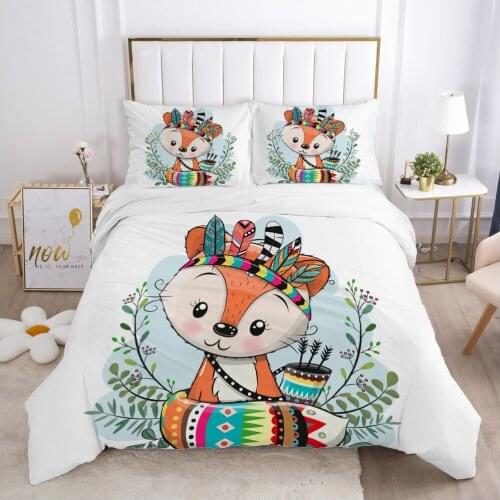 Cartoon Childrens Bedding set for kids baby boy girls Duvet cover set pillow case Bed linens Quilt cover 140x200 Car squirrel