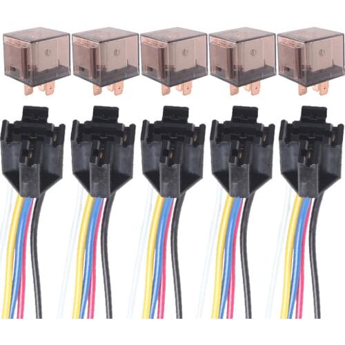 EE support 5 X Car Truck Auto 12V 80A 80 AMP SPDT Relay Relays 5 Pin 5P & Socket 5 Wire