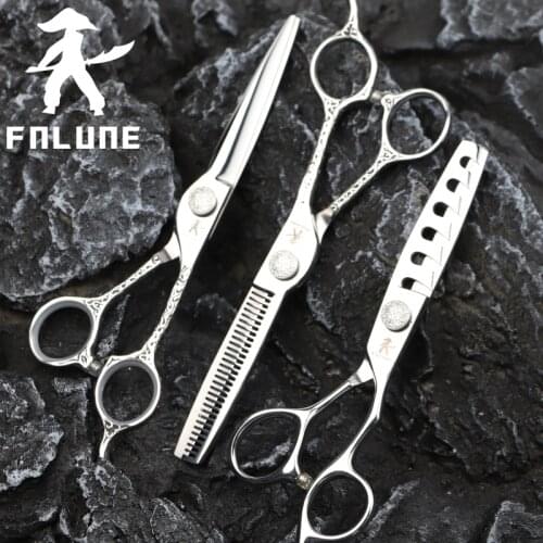 FnLune 6.0 Japan Steel Professional Hair Salon Scissors Cut Barber Accessories Haircut Thinning Shear Hairdressing Tool Scissors