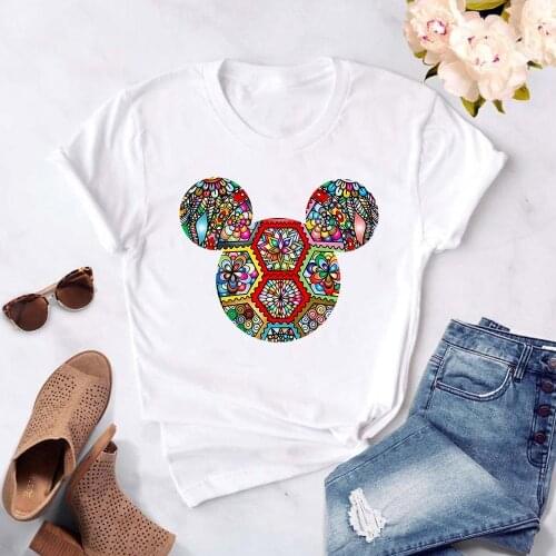 Decorative Pattern Mickey Mouse Head T-Shirt Harajuku Tshirt Funny Ulzzang 90s Grunge Kawaii Tee Tops Chic Summer Fashion