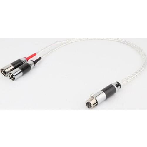 Hifi 8AG Silver Plated XLR Male to Dual XLR Female Y Splitter 3Pin Balanced Microphone Cable Rhodium Plated XLR Plug