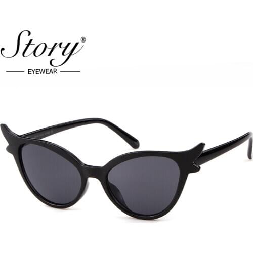 STORY 2018 Black Cat Eye Sunglasses New Fashion Brand Women Cateye Sun Glasses Leopard Pink Red Shades Female Gafas UV400 ST0279