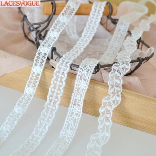 40 Yards 1.5cm Mesh Cotton Embroidery Lace Fabric Handmade DIY Garment Needlework Sewing Accessories Clothing Decoration 368