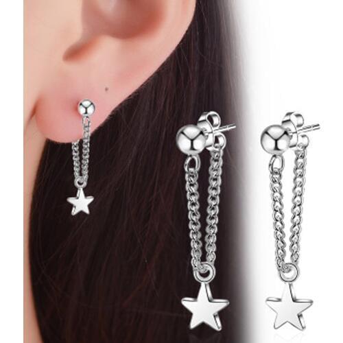 Fashion Exquisite Silver Alloy Pentagram Anti-Allergy Earrings For For Women Party Wedding Bridal Jewelry bijoux