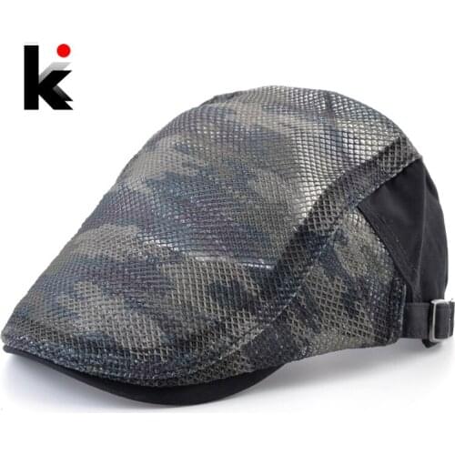 Beret Hat For Men Fashion Camouflage Mesh Peaked Cap Women Summer Visor Boina Hats Adjustable Streetwear Newsboy Flat Cap Unisex