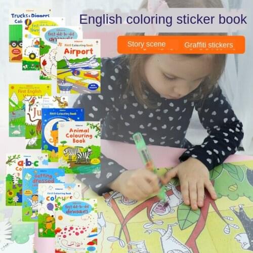 12 Book/ Set Usborne English Book Coloring Present Sticker Book Montessori Reading Books for Educational Toys for Children