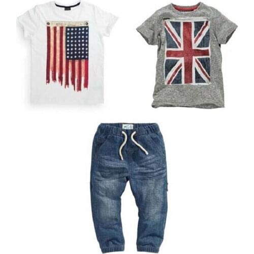 TZ303 2019 Boys Clothes Sets 3Pcs Kids Clothes Summer Children Clothing Sets Baby Boys Sport Suits Toddler T-shirt+Jeans