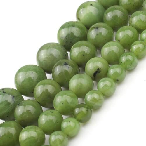 Natural Canada Green Jades Stone Round Beads for Jewellery Making DIY Bracelet Necklace Accessories 7.5'' Strands 6/8/10/12mm