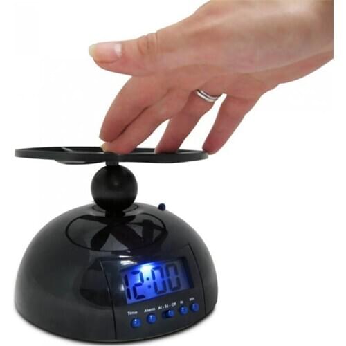 Flying Alarm Clock, Flying Helicopter Alarm Clock Wakes Up Clock with Backlit, Game Mode for Heavy Sleepers Kids, Black
