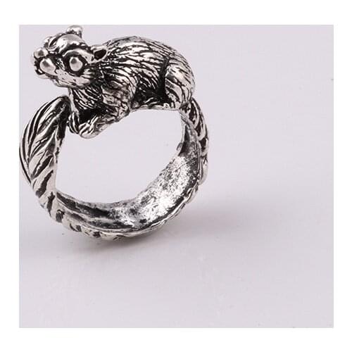 Personality Lovers Retro Cute Squirrel Ring 2021 Korean Men Women Fashion Punk Opening Ring Trend Men Women Party Jewelry