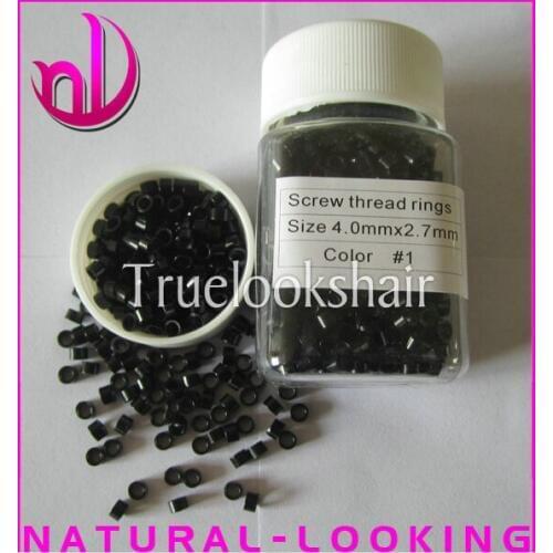 Micro ring with screw 1000pcs / bottle 4.0micro ring #1 colors i tip hair beads hair links for hair extension tools