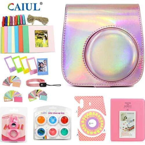 CAIUL Mini Camera Bag for Fujifilm Instax Mini 9 8 Instant Film Camera Protective Premium Camera PU Leather Case Accessories Set