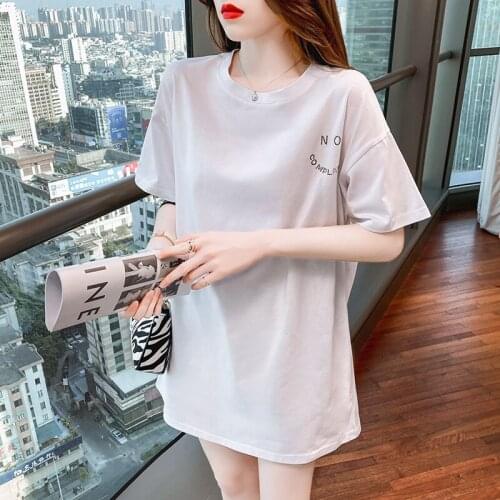 2021 Fashion O collar Creativity Tops Women Casual Short Sleeve Tees Summer Woman Hot drilling Loose T-shirt woman tshirts