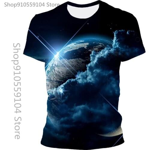 Mais Novo CéU Estrelado ImpressãO 3d Aurora Legal EngraçAdo T-Camisa Dos Homens De Manga Curta VerãO Topos Masculino T Camisa Mo