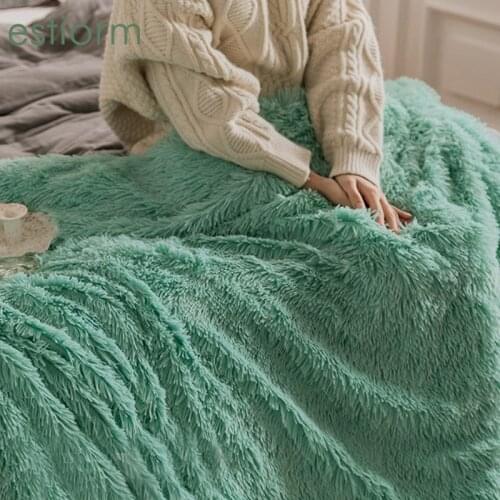 Soft Faux Fur Throw Blanket,Winter Warm Plush Bed Cover Blankets,Fuzzy Lightweight Long Hair Shaggy Blanket For beds Couch Sofa