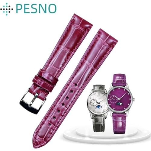 Pesno Suitable for Zenith Captain Women Watch Band Alligator Skin Leather Watch Strap 17mm Beautiful Purple Watch Accessories