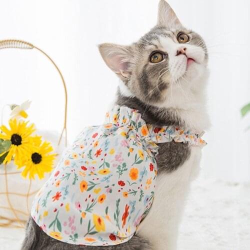 Cat Dress Clothes Princess Pettiskirt Summer Thin Skirt Teddy Bichon Cat Rabbit Small Cat Flower Skirt Cute Pet Clothes Vestidos