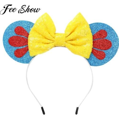 Festival Headband Halloween Cosplay Kids Girls Lovely Shiny Sequins Mouse Ears Headband Handmade DIY Hair Accessories Headwear
