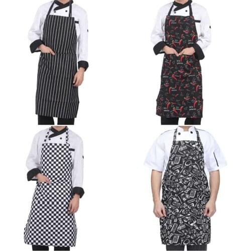 Adjustable Half-length Adult Apron Striped Hotel Restaurant Chef Waiter Apron Kitchen Cook Apron With 2 Pockets