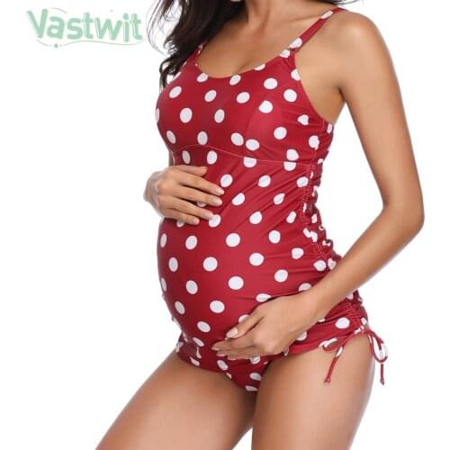 Sexy Maternity One Piece Swimsuit Tankinis Pregnant Women Summer Plus Size Polka Dots Swimwear Beachwear Pregnancy Bathing Suit