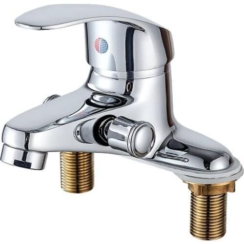 Bathroom Basin Faucet Single Handle Sink Tap Deck Mounted Washbasin Faucet Bathtub Shower Tap Dual Spout Hot Cold Water Mixer
