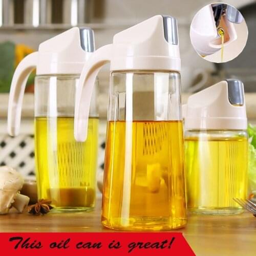 Glass Oil Storage Bottle Leak-proof Oil Vinegar Bottle Soy Sauce Seasoning Condiment Dispenser Jar Auto Open Lid Kitchen Gadgets