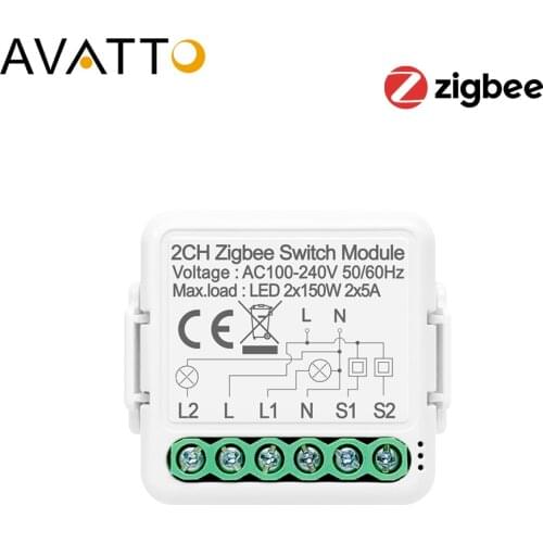 AVATTO 1/2/3/4 Gang Tuya Zigbee Smart Light Switch Module with 2 Way Control,Smart Home Auto Breaker Work with Alexa Google Home