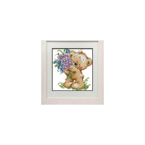 Alisa bear with bouquet MM200428 cross stitch 11CT 18ct 14ct cotton thread embroidery DIY handmade needlework