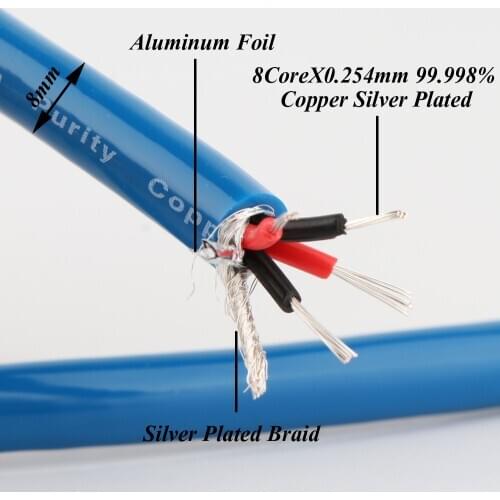 High Purity Copper with silver plated RCA Interconnect Cable balance signal wire hifi audio/video bulk cable
