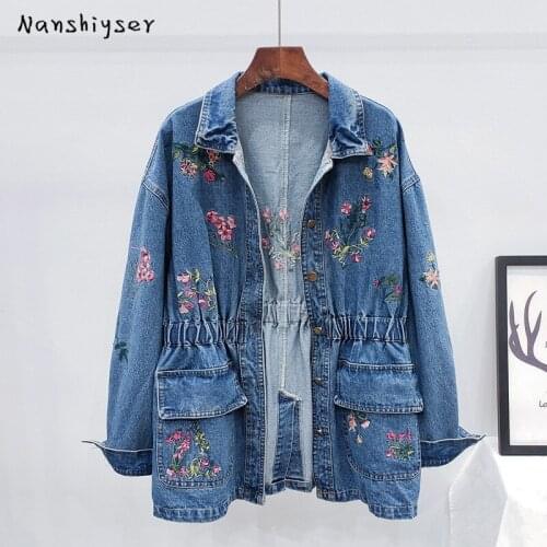 Autumn 2021 Vintage Floral Embroidery Sequins Jean Jacket For Women Casual Fashion Female Denim Jacket Outwear Chaqueta Feminine