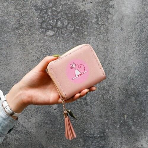 Wallet Women Tassel Zipper Coin Purses Female Short Cat Paw Cute Card Holder Ladies Hot Sale Solid Color Mini Clutch Bag