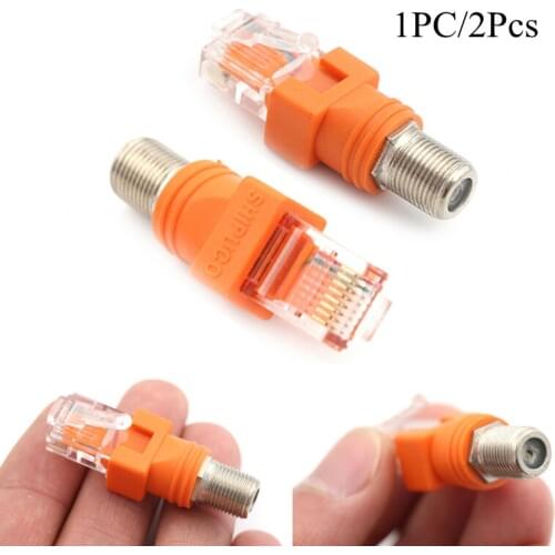 1PC/2Pcs F-Type Connector RF Female to RJ45 Male Coaxial Barrel Coupler Adapter Coax Adapter RJ45 to RF Connectors Wholesale