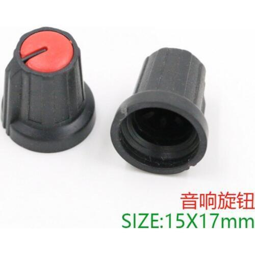 20PCS Potentiometer knob Red and black plastic volume knob 148 rachis inner 6mm,15*17mm Audio Knob for Audio Amplifier