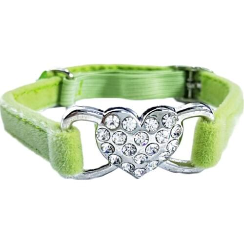 35PCS / LOT Flocking Pet Cat Collar With A Diamond Heart-shaped Collar Necklace Adjustable Strap Dog Accessories