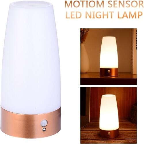 Wireless Motion Sensor LED Night Light Battery Powered Table Warm Lamps for Home Decorations Batteries not Included