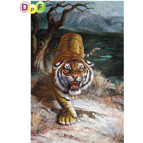 DPF The barren hills tiger crafts diamond embroidery needlework diamond painting cross stitch home decor diamond mosaic square