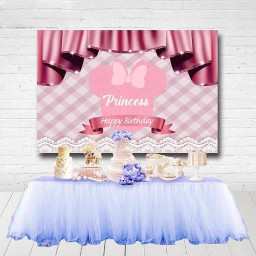 New Designs 9 Options Mouse Theme Pink Girls Baby Shower Newborn 1st Birthday Party Backdrop For Photography Backgrounds