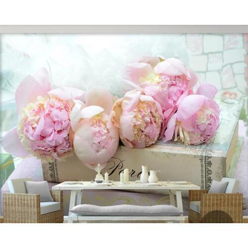 Beibehang papel de parede Custom Photo Wallpaper 3D Mural Beautiful Sunlit Book with Blooming Pink Flowers wall paper home decor