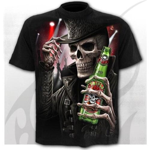 T shirt Concert DIY Tees for Mens 2021 Summer New Mens T-shirt 3D Skull & Poker Fashion Short-sleeved Summer New Hunter