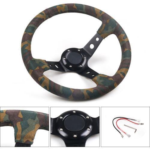Racing 350mm 14inch Steering Wheel Camouflage Suede Camo Steering Wheel Depth 92mm TT101942