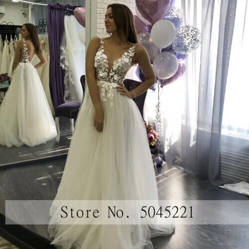 Exquisite Country Style Appliques Wedding Dresses Formal A Line Boho Wedding Gowns Backless Brides Robe de Mariee Arabic 2020